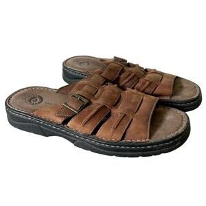 Earth Edward Leather fisherman slide brown sandals size 10.5 /  44